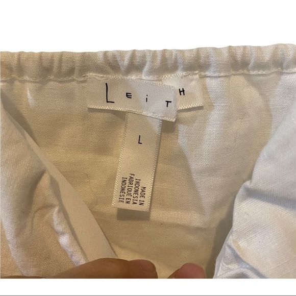 LEITH Tie Front Linen Blend Cami tank White NWOT Size Large - Picture 4 of 7
